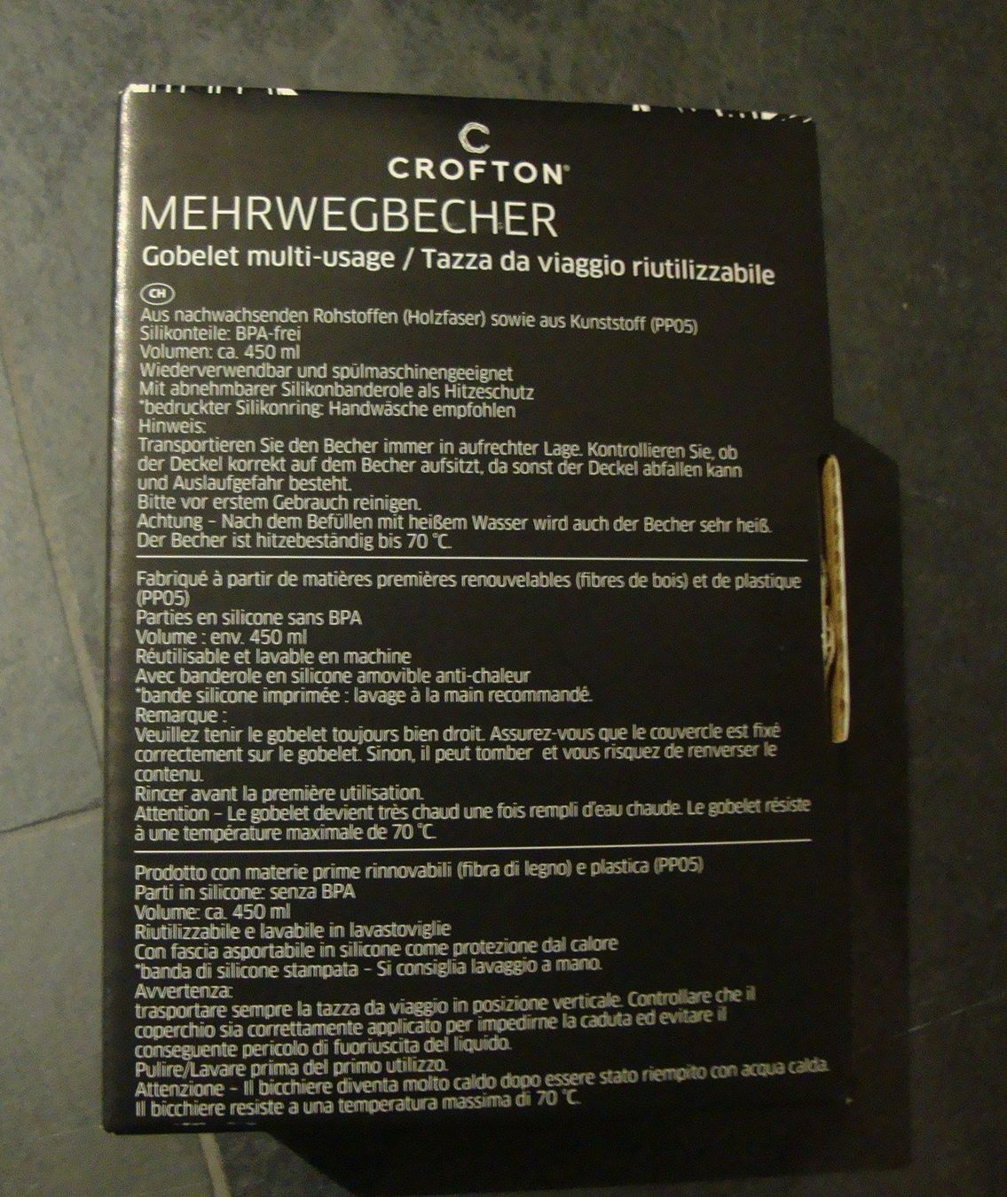 Contenitori & Simili: ++ Crofton Mehrwegbecher 450ml ++ NEU ++ – Nuovo e nell'imballaggio originale da Chur venduto da aladin_04 1