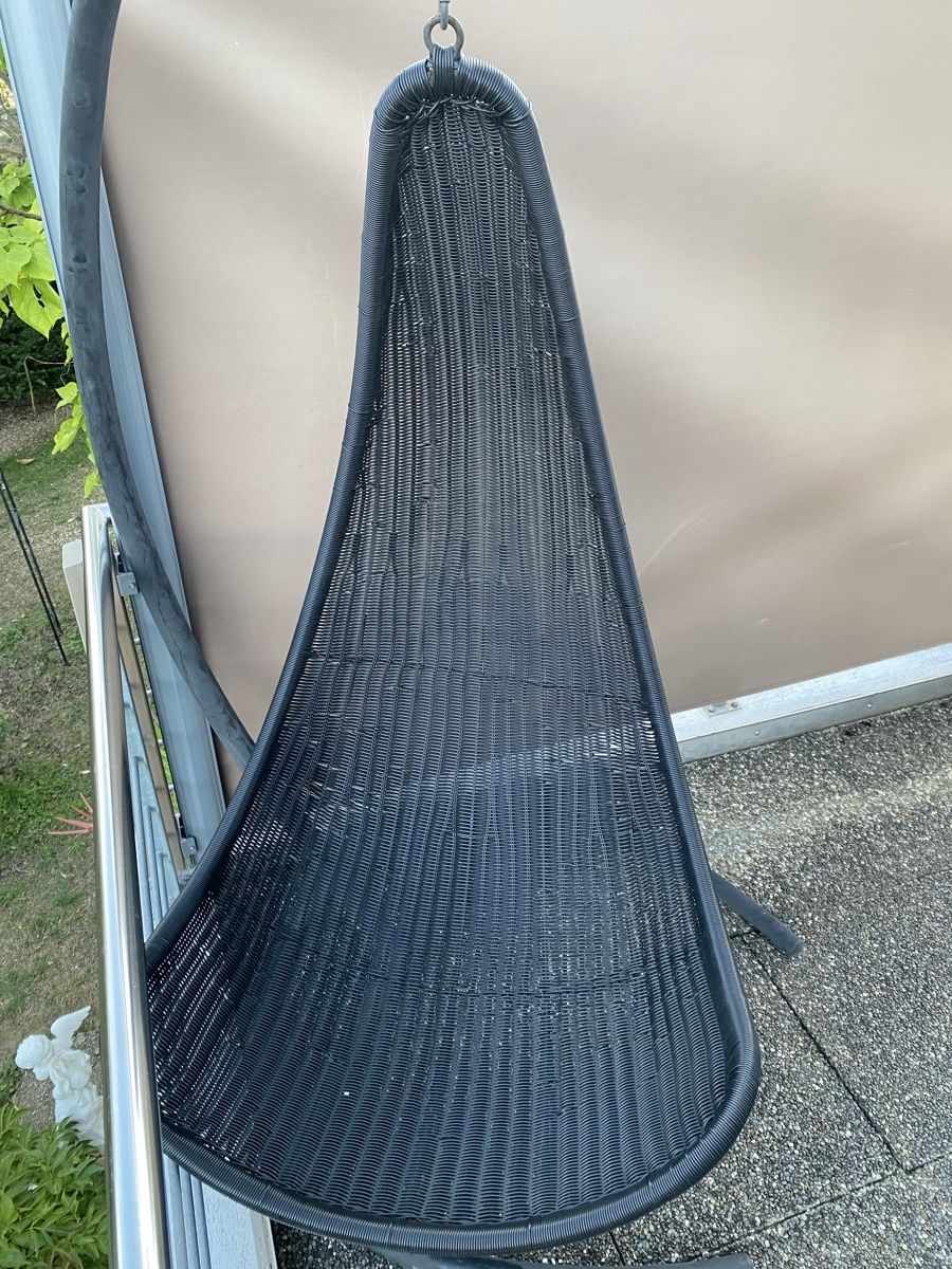 Poltrone pensili da giardino: Polyrattan-Hängesessel in Mondform mit Gestell  – Usato da Wittnau venduto da tim_2mkl 3