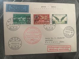 Winterluftpost 1935 Arosa-Davos, seltene Etappe, tolle Erhal