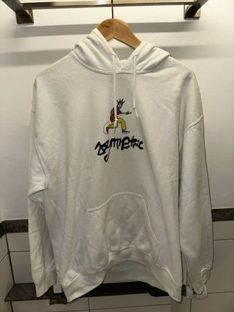 White Hoodie with Graphic Print - Size L