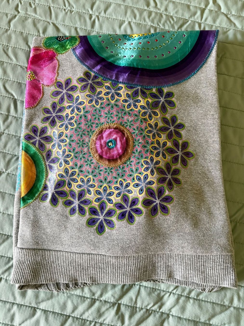 Desigual Maglioni & Felpe: Desigual Pullover/multicolor, XL, grau/ Mandalas, Arm Strick – Usato da Rikon im Tösstal venduto da miarosen 9