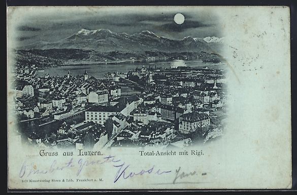 Ansichtskarten: AK Luzern, Totalansicht mit Rigi, 1898 – Gebraucht aus Berlin von bartko-reher