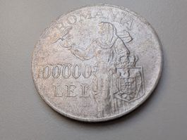 🇷🇴 100'000 Lei 1946 KM#71 Silber .700 XF
