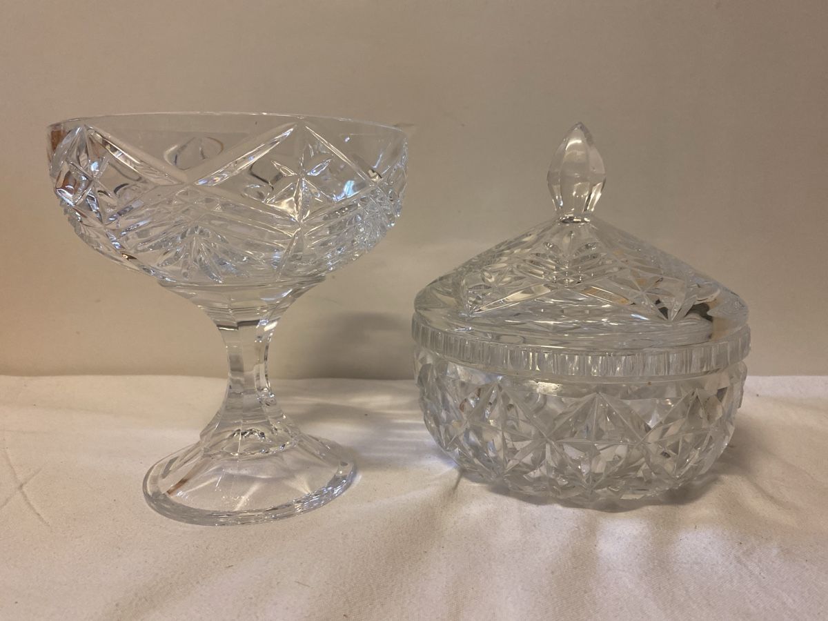 Ciotole: Kristall Schale und Dose Set, Vintage – Usato da sursee venduto da trilli-tralli