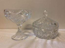 Kristall Schale und Dose Set, Vintage