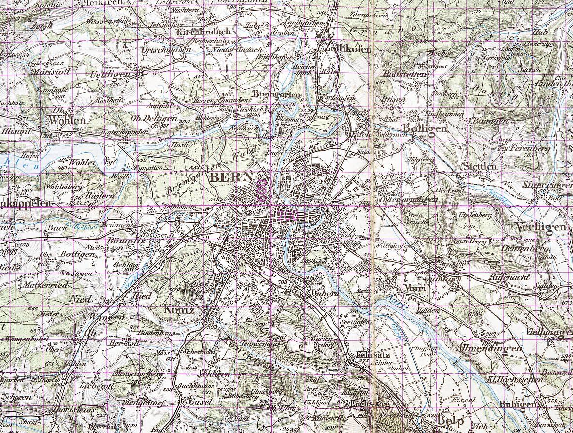 Cartes géographiques & atlas: Topographische Karte Bern 1949 – Défectueux à Bern par Maccalvin 6