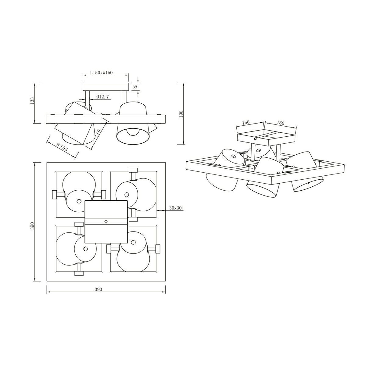 Lampadari & plafoniere: Deckenleuchte, Holz, 39 cm x 39 cm – Nuovo (secondo la descrizione) da Kreuzlingen venduto da Smart-Light 4