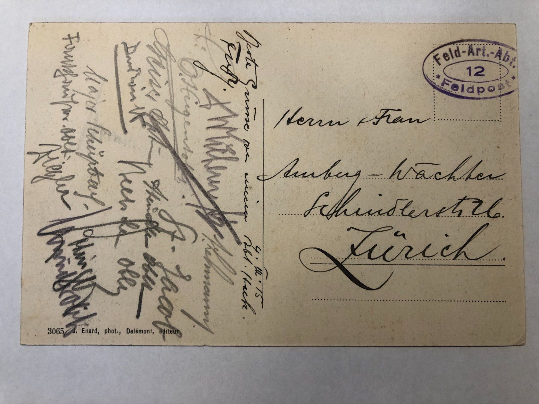 Cartoline postali: Bellelay mit Schloss und Schnee 1915 – Usato da Pfäffikon ZH venduto da Waltoversand 1