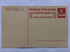 Postkarte Tell, 10 Rp, rot, ungebraucht