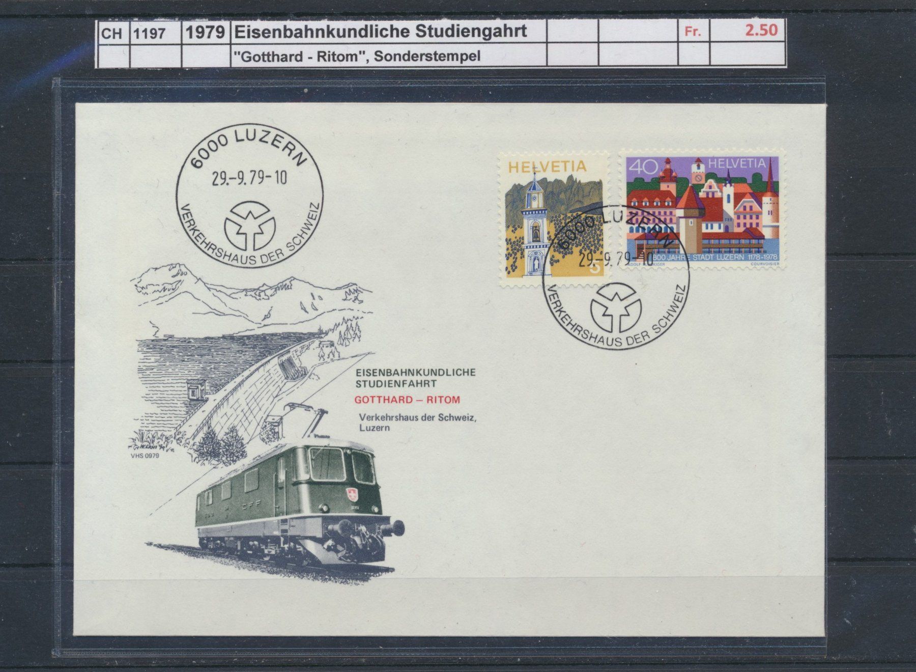Alle Briefmarken: 1979 Eisenbahnkundliche Studienfahrt, "Gotthard - Ritom" – Gebraucht aus Winterthur von Zupogeru