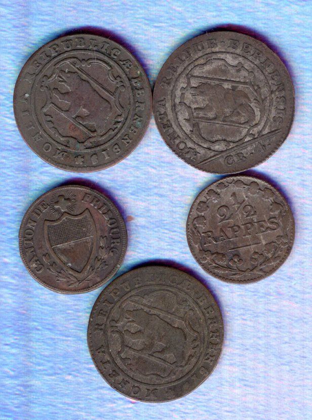 Alle Münzen: Schweiz kantonal münzen 5 stück – Gebraucht aus Leibstadt von baroc333 1