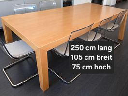 Grosser Esstisch / Konferenztisch Buche furniert – 250 × 105