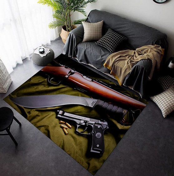 Teppich Pistole Gewehr Machete 60cm x 40cm