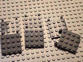 Lego 6x Platte 4x4 mit 2 Clip (11399) dunkelgrau
