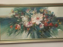 Grand tableau floral de Wilfred Lang 130/72 cm
