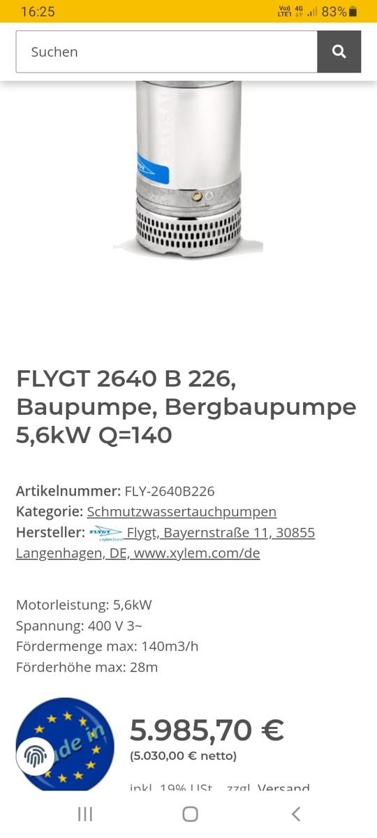 Pompe & Parti di ricambio: Wasserpumpe gross – Usato da Unteriberg venduto da Aukver 1