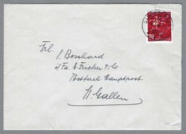1943, 20 RP. PJ, VOLL-0 BISCHOFSZELL 4.I.44, BRIEF