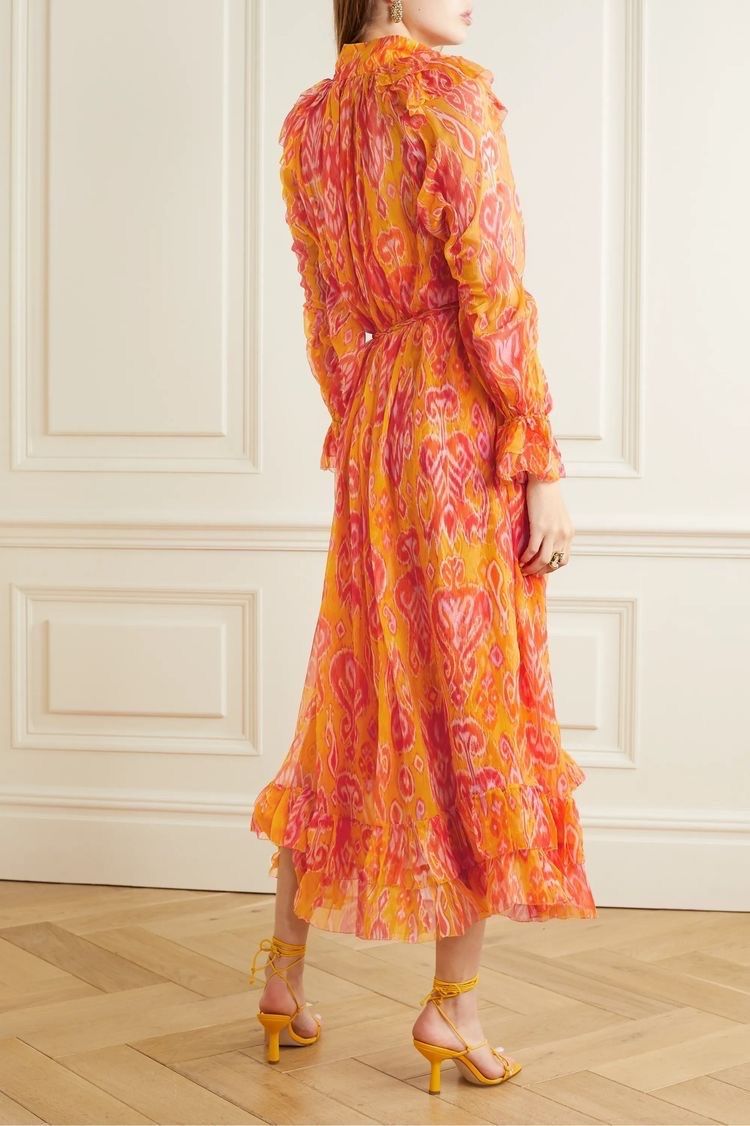 Zimmermann Vestiti: Zimmermann Seide Midi Kleid in Orange – Nuovo (secondo la descrizione) da Meilen venduto da Emma_321 1