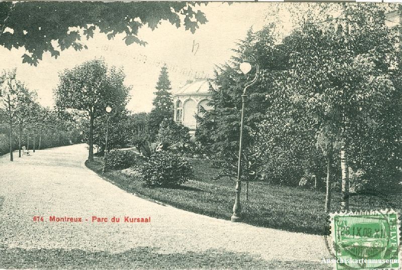 Cartoline postali: Montreux - Parc du Kursaal + 1908 – Usato da Emmenbrücke venduto da teestube