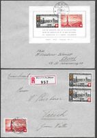 1942 zwei Briefe BF BLOCK B19 + Serie B15-16o 1.VIII. ab 1.-