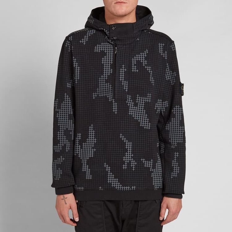 Stone Island Check Grid Camo Hoodie Sweater no patch (Gebraucht
