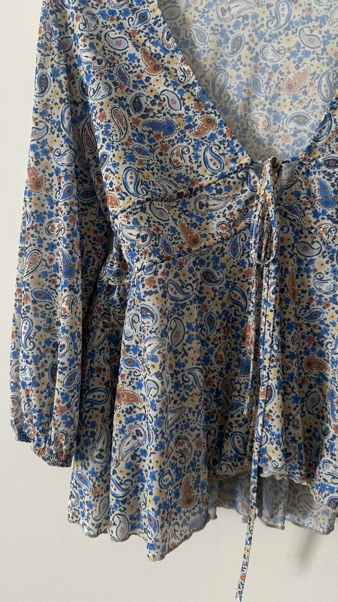 Pull&Bear Camicette: Pull&Bear Sommer Bluse, Grösse S, blaues Paisley Muster – Usato da Sargans venduto da dia_xw6j 1