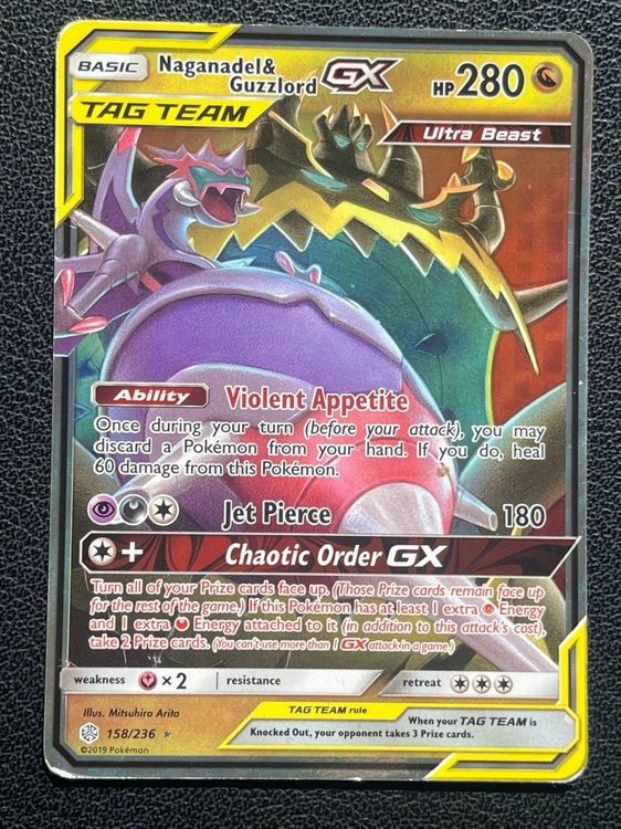 Pokemon Card Japanese Japanese Pokemon Card  Naganadel & Guzzlord GX  (Rainbow Rare)  Excellent Condition Tag Team Chinese