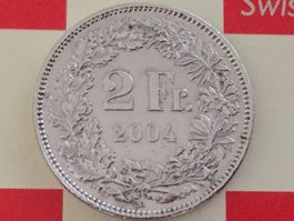 2 Franken 2004 ss-vz, nur 1,029 Mio!