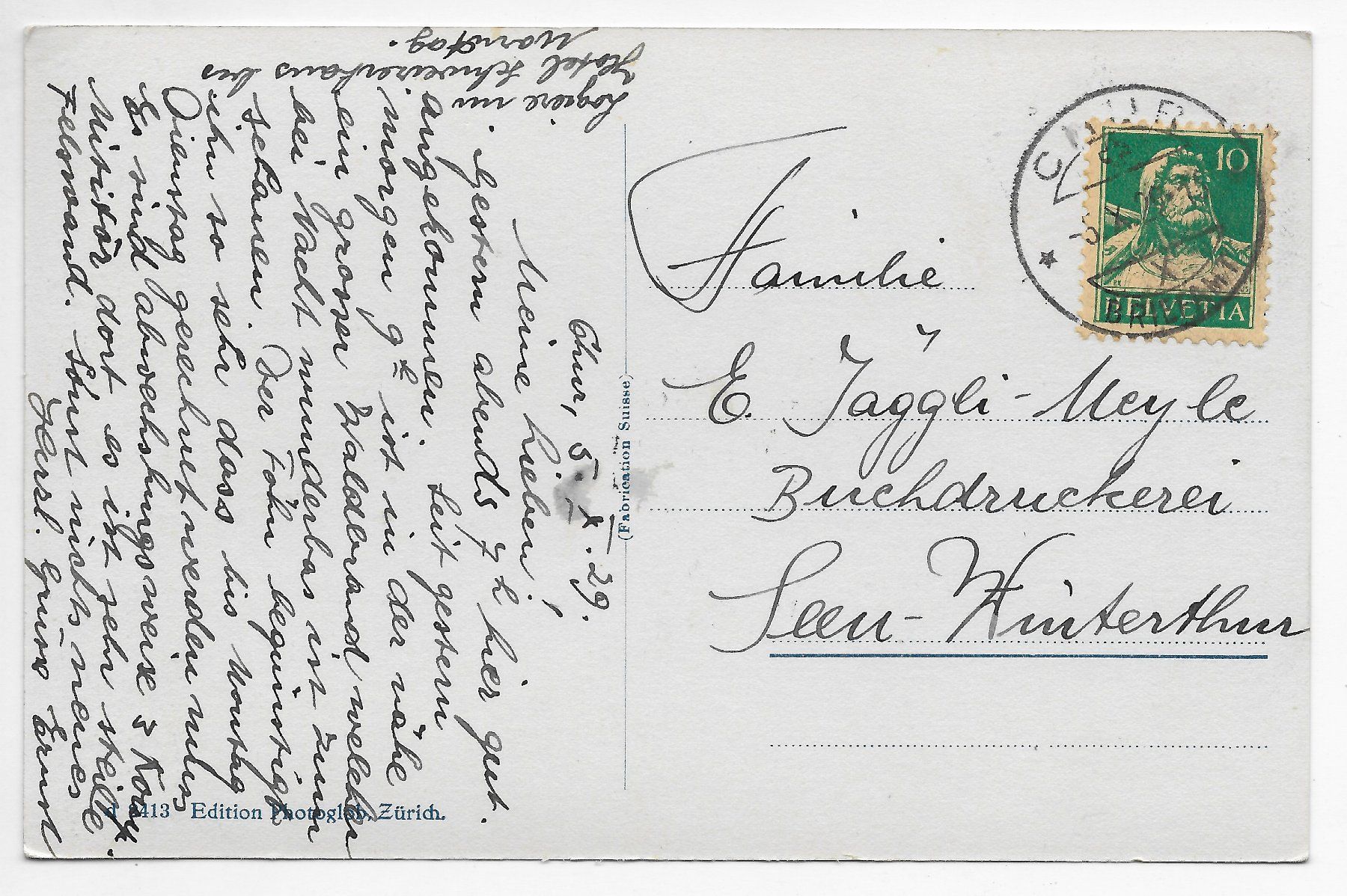 Cartoline postali: Ansicht von Chur um 1929 – Usato da Hefenhofen venduto da Richsalz 1