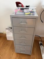 Grauer Aktenschrank-Rollcontainer, 6 Schubladen, Büro-Möbel,