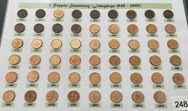 (Nr. 248) 1 Rp. Sammlung von 1948 - 2005 + 2 Rp 1948-1974