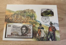 Banknoten Brief Österreich mit 20 Schilling Schein