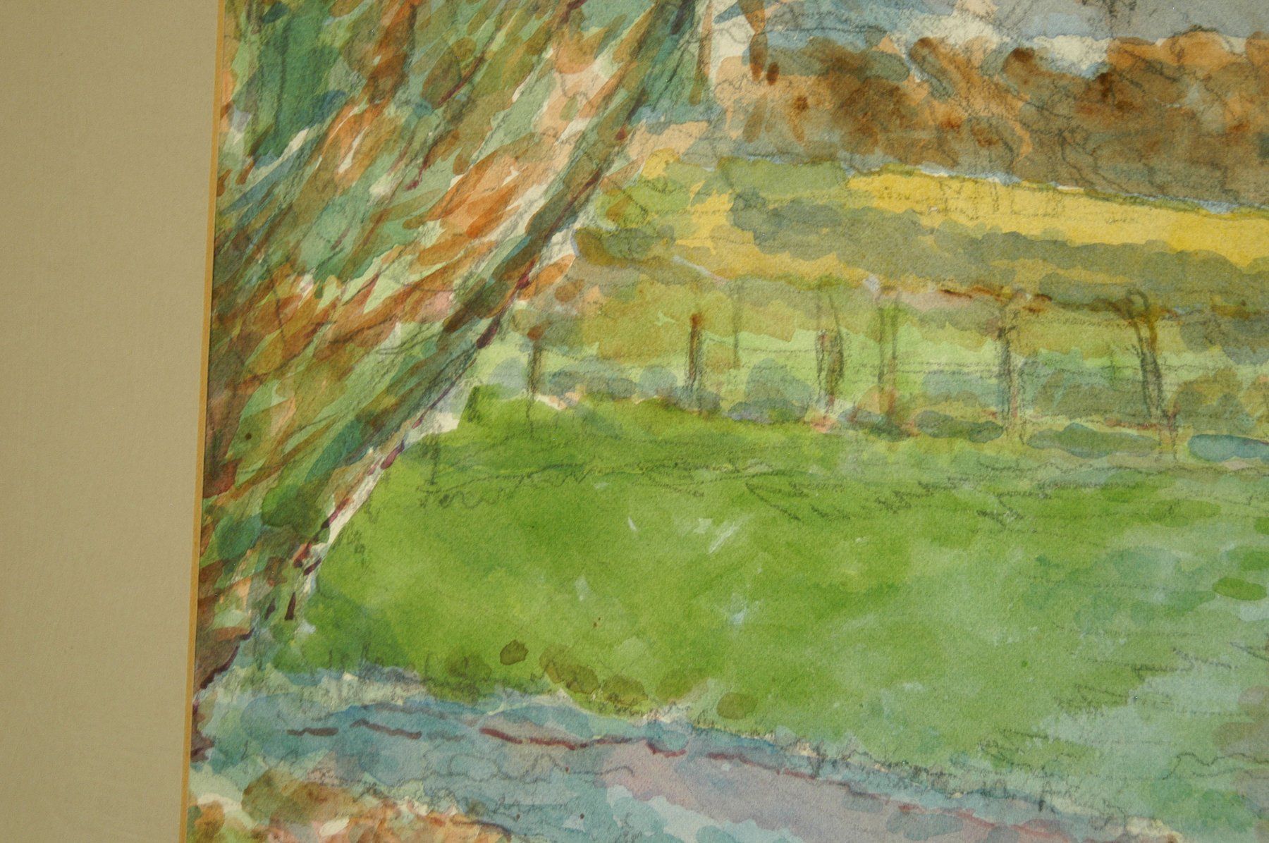Dipinti: Wiese mit Bäumen Sc. Stephenson Aquarell – Usato da Herisau venduto da Wisen 2