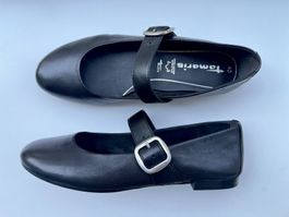Tamaris Ballerinas mit Riemen, Leder, Schwarz, Gr. 40