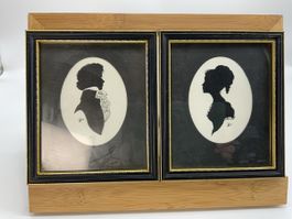 Vintage Silhouette Porträt Rahmen Set, Wanddeko, England