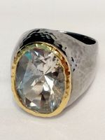 Ring Silber mit grossem weissen Topas Stein neu