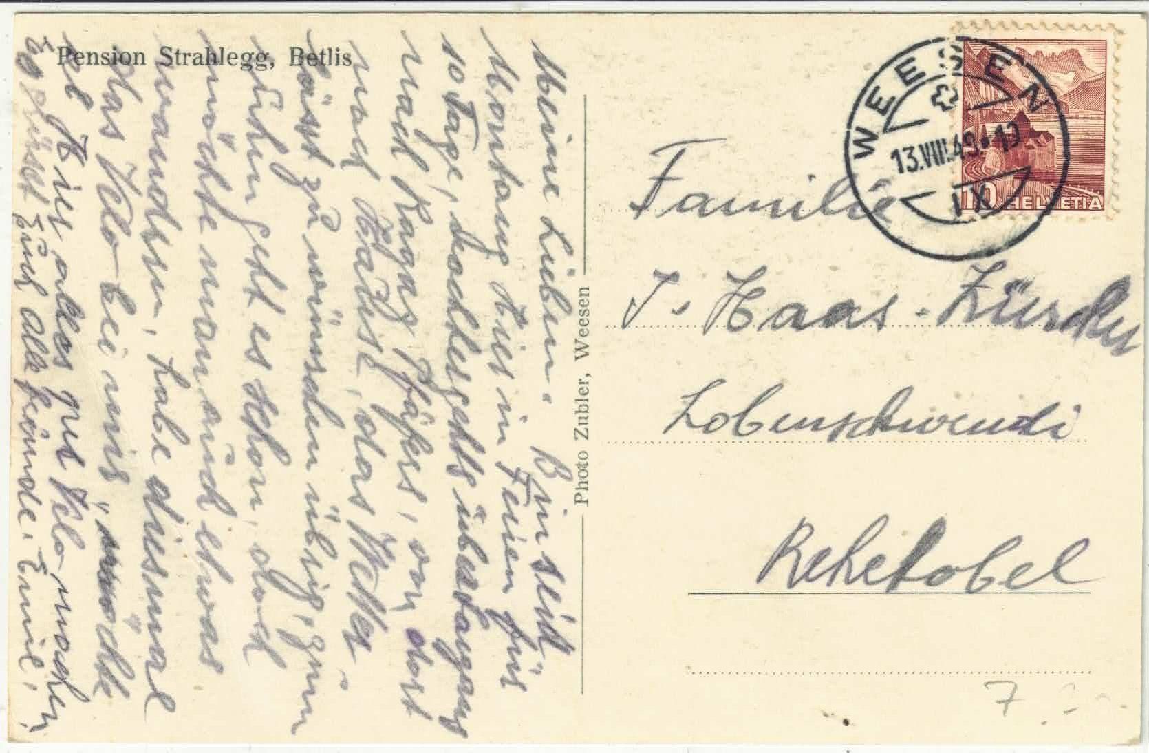 Cartoline postali: Pension Strahlegg - Betlis – Usato da Ettingen venduto da Kartenplanet 1