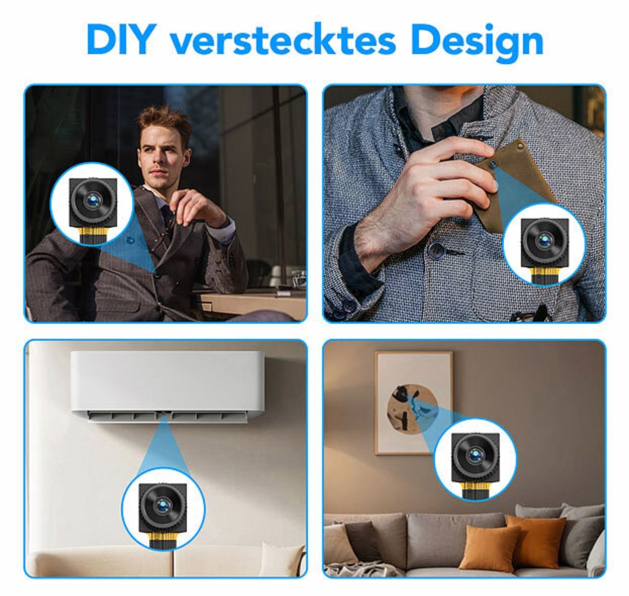 Fotocamera: 2er-Set 2K-WLAN-Micro-Einbaukameras, Bewegungserkennung – Nuovo e nell'imballaggio originale da Bülach venduto da StoreInShop.com 7