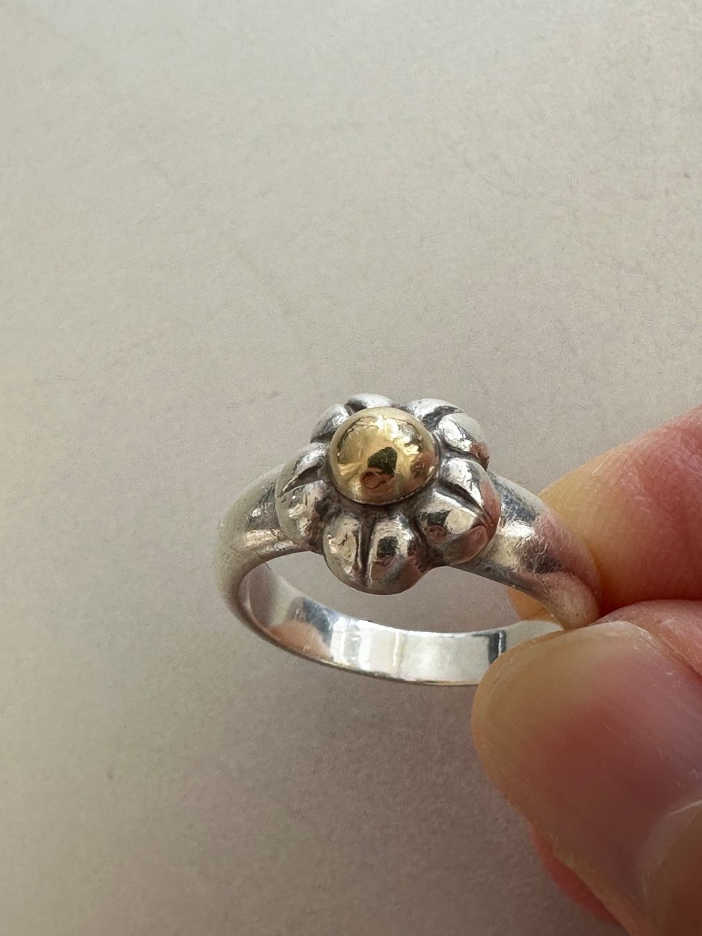 Anelli: Vintage 925er Silber Ring mit 18K Gold – Usato da Onex venduto da Antiqueshow 3