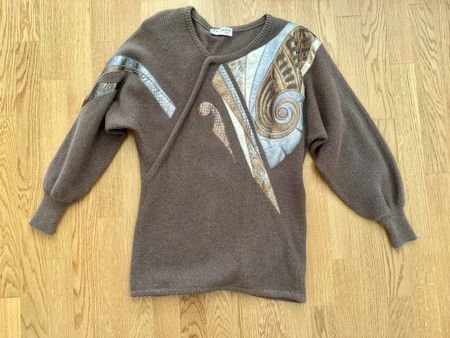 Dino Valiano Vintage Pullover mit Echtleder-Applikation Gr40