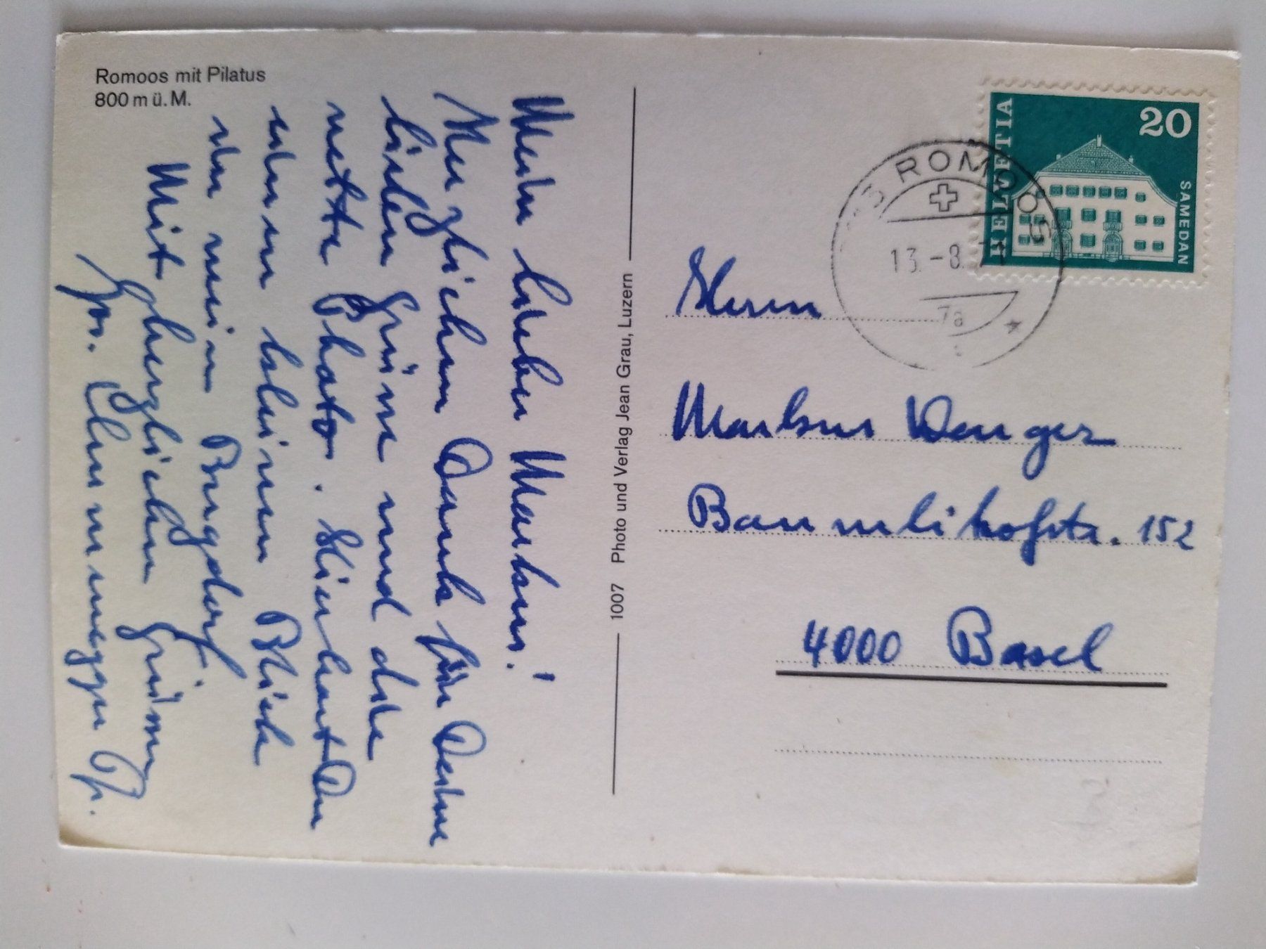 Cartoline postali: Romoos mit Pilatus, dat. 1971 Romoos – Usato da Ohmstal venduto da Lebensfreude05 1