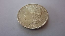 Uralter  US Morgan - Silberdollar : Liberty 1921, vorzüglich