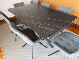 Esstisch ausziehbar dunkelgrau Keramik 160(240)cmx90cm