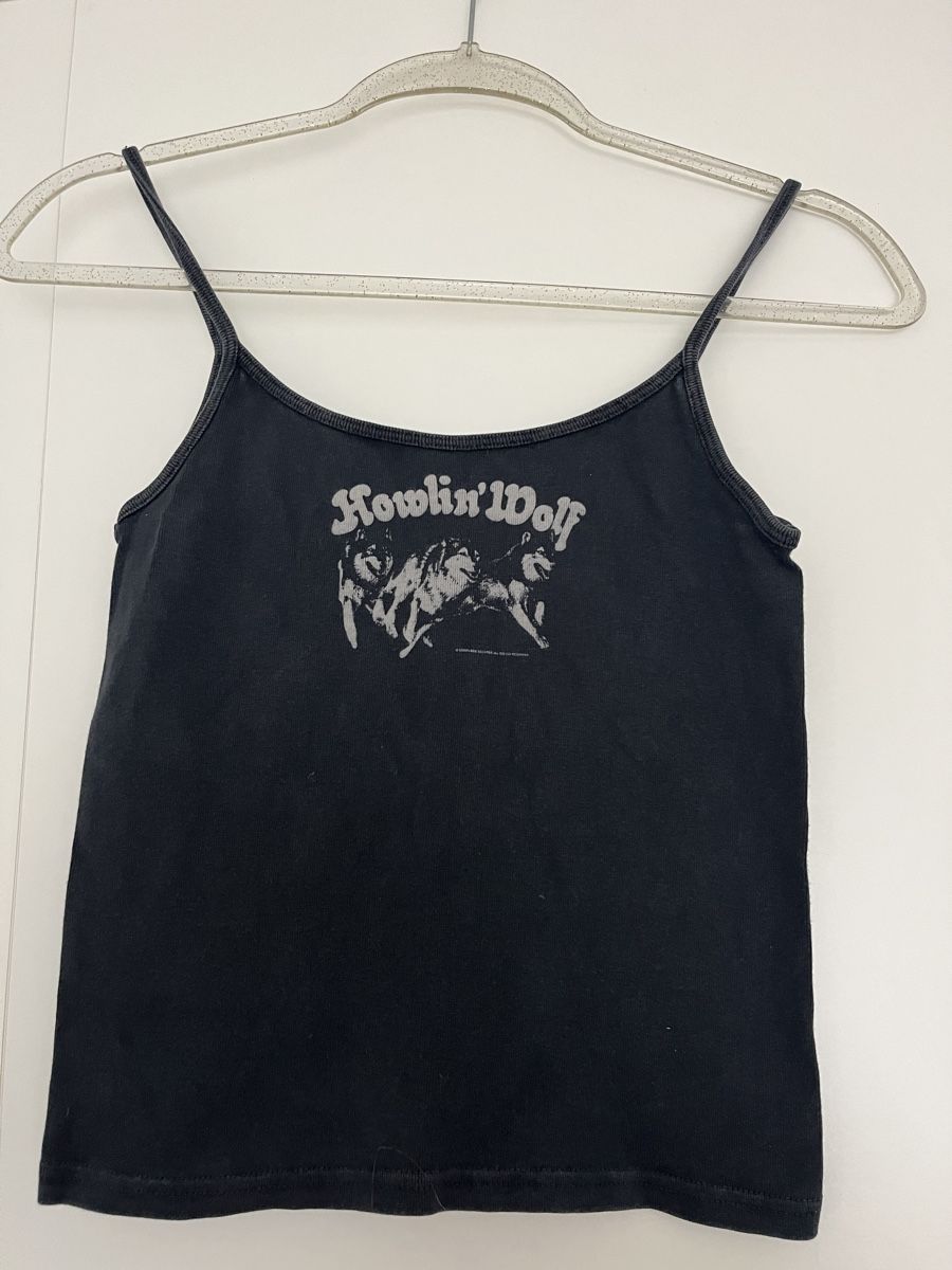 Brandy Melville Top: Trägershirt Schwarz mit Print Grösse S – Usato da Oberrieden venduto da sha_kzs8