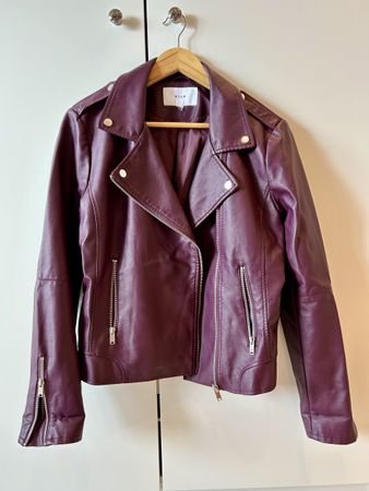 Lederjacke Vila bordeauxrot