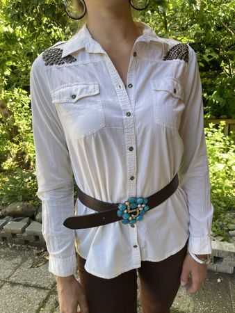 Camicetta-colore late con perline, tgS/M-glamour👌 l'estate