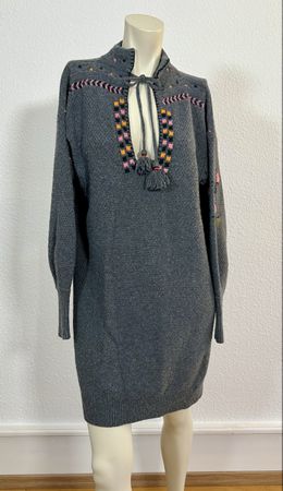 Frogbox Strickkleid, Gr. S, Grau, Quasten, Winter-Look!