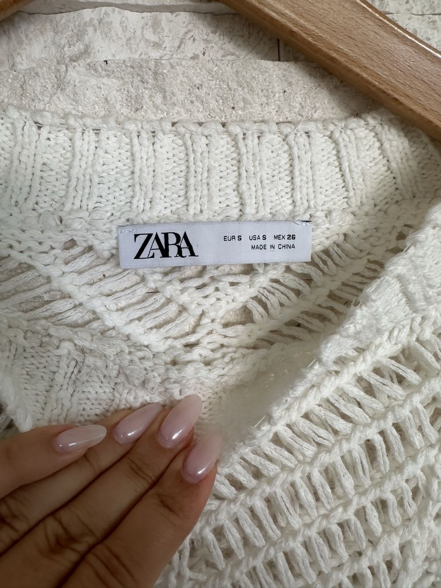 Zara Pullover & Sweatshirts: Zara Strickpullover Grobstrick weiss Gr. S cropped – Gebraucht aus Meilen von ninifee20 2
