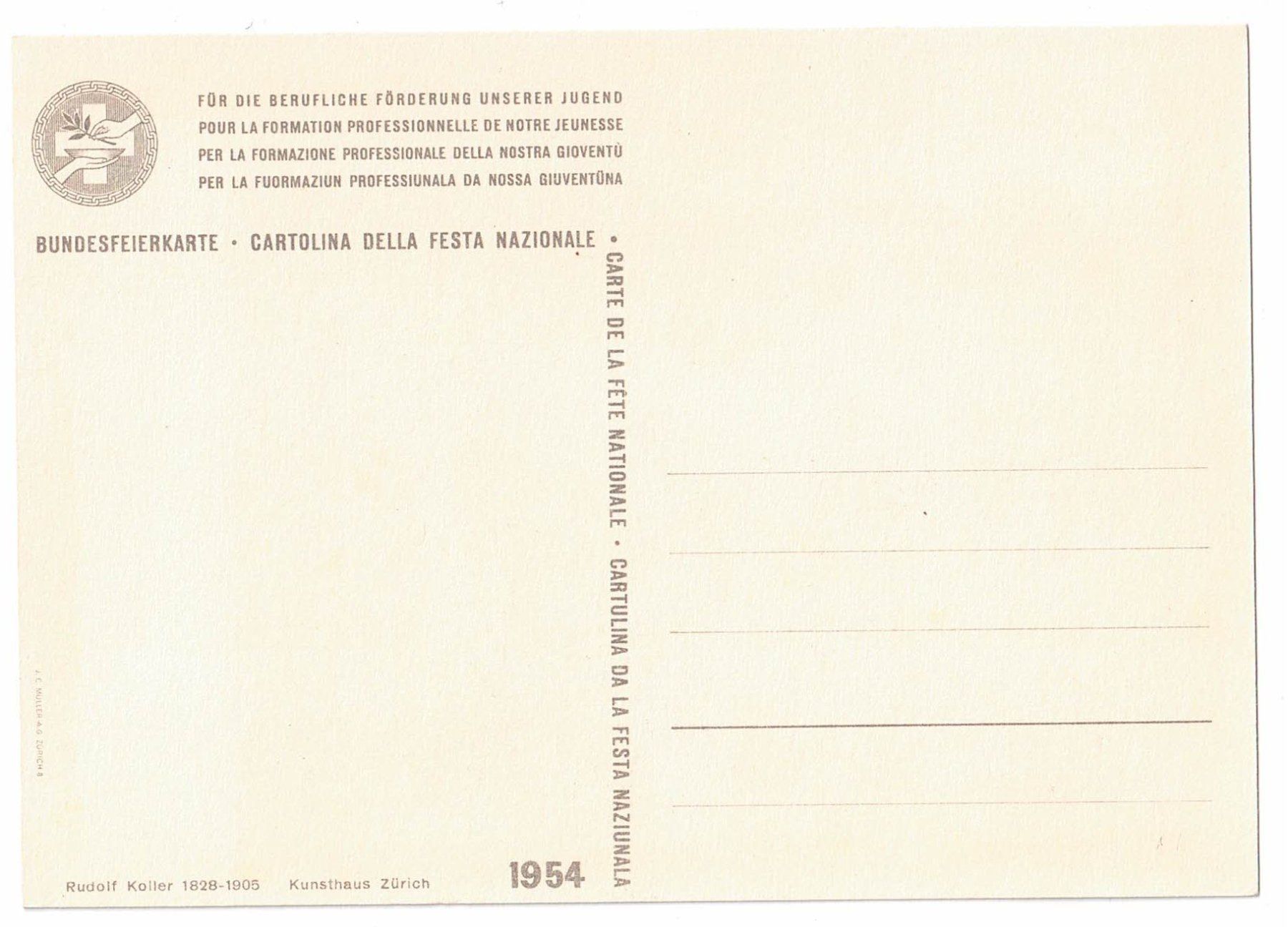 Cartoline postali: Bundesfeierkarte 1954 – Usato da Ebnat-Kappel venduto da fli_h5kc 1