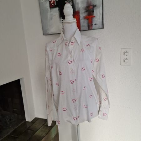SAND Copenhagen Herzchen Bluse Gr. XL weiss